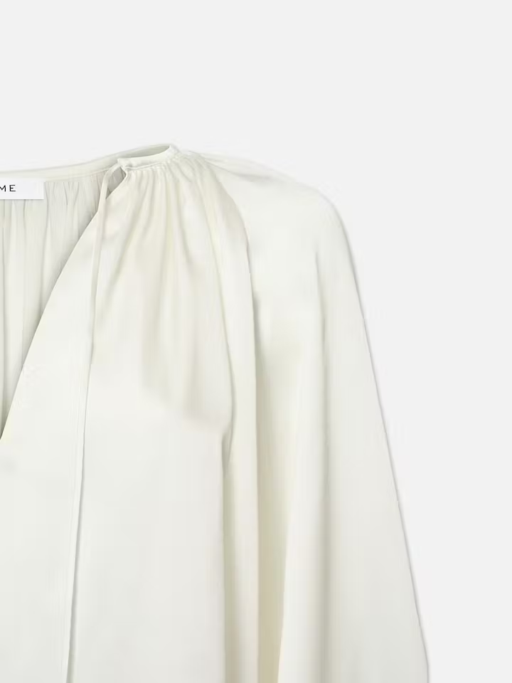 Frame V-Neck Shirred Blouse