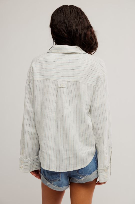 Free People Striped Linen Laurel in Ivory Combo