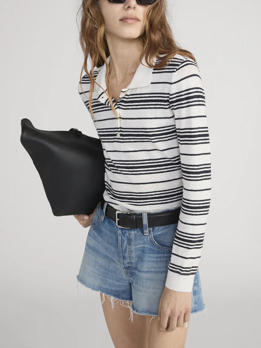 Frame The Striped Polo in Cream Multi