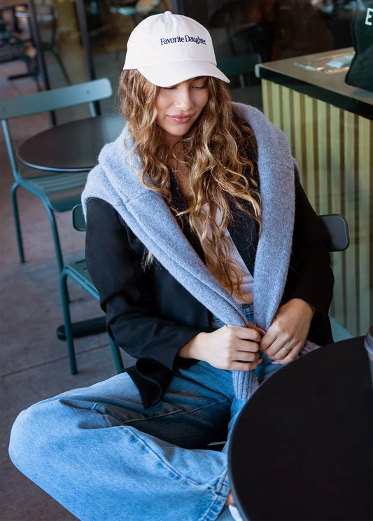 Favorite Daughter Logo Baseball Hat Khaki Ecru