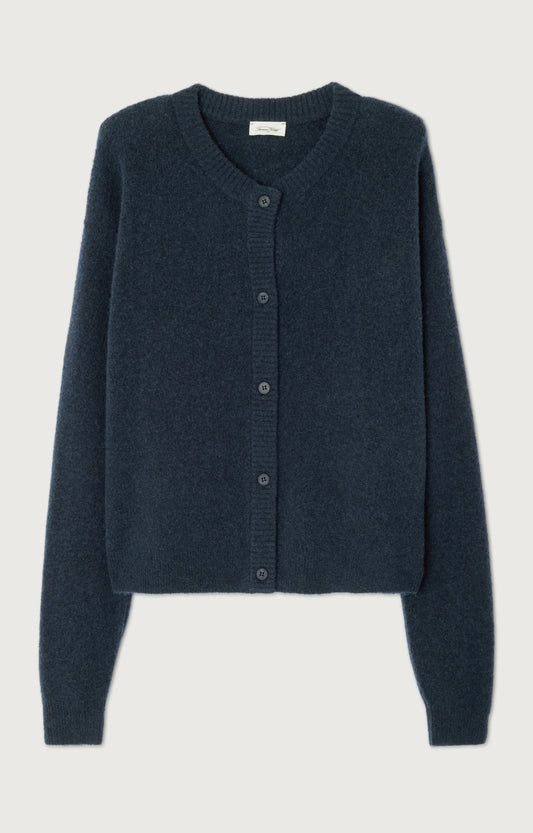American Vintage Cardigan in Navy Black Melange