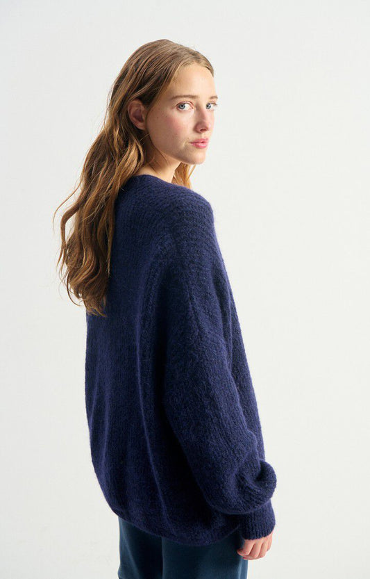 American Vintage Cardigan in Navy Melange
