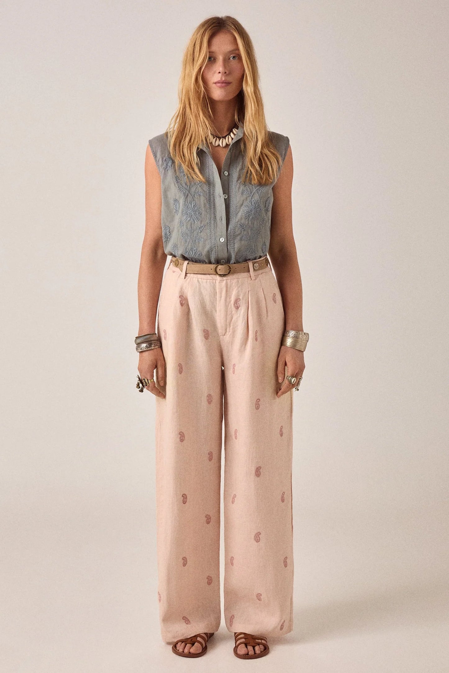 Maison Hotel Blue Bell Sleeveless Shirt in Teal
