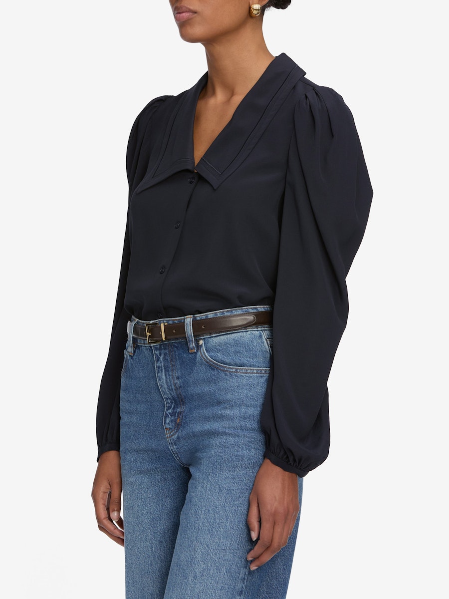 Frame Long Sleeve Sailor Blouse Navy