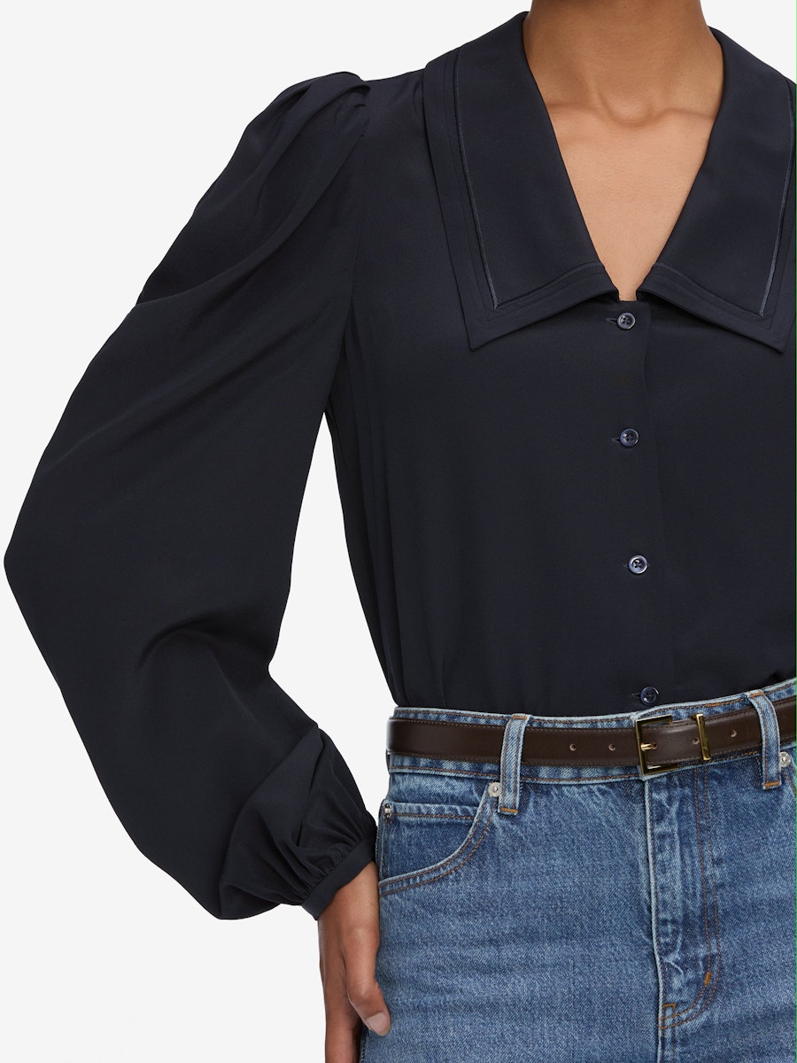 Frame Long Sleeve Sailor Blouse Navy