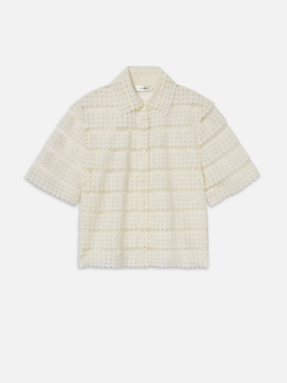 Frame The Lattice Crochet Blouse in Cream