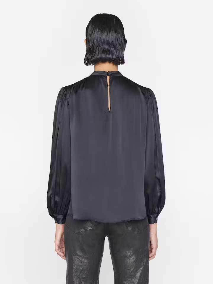 Frame Shirred Mock Neck Blouse