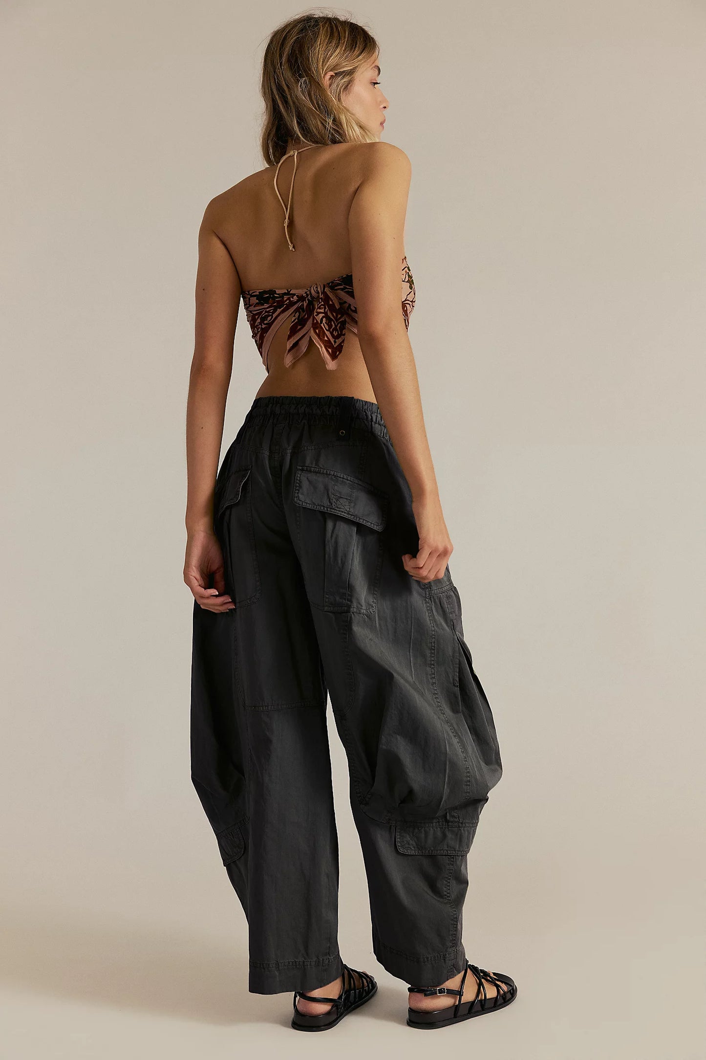 Free People Onset Parachute Pant in Black Sand