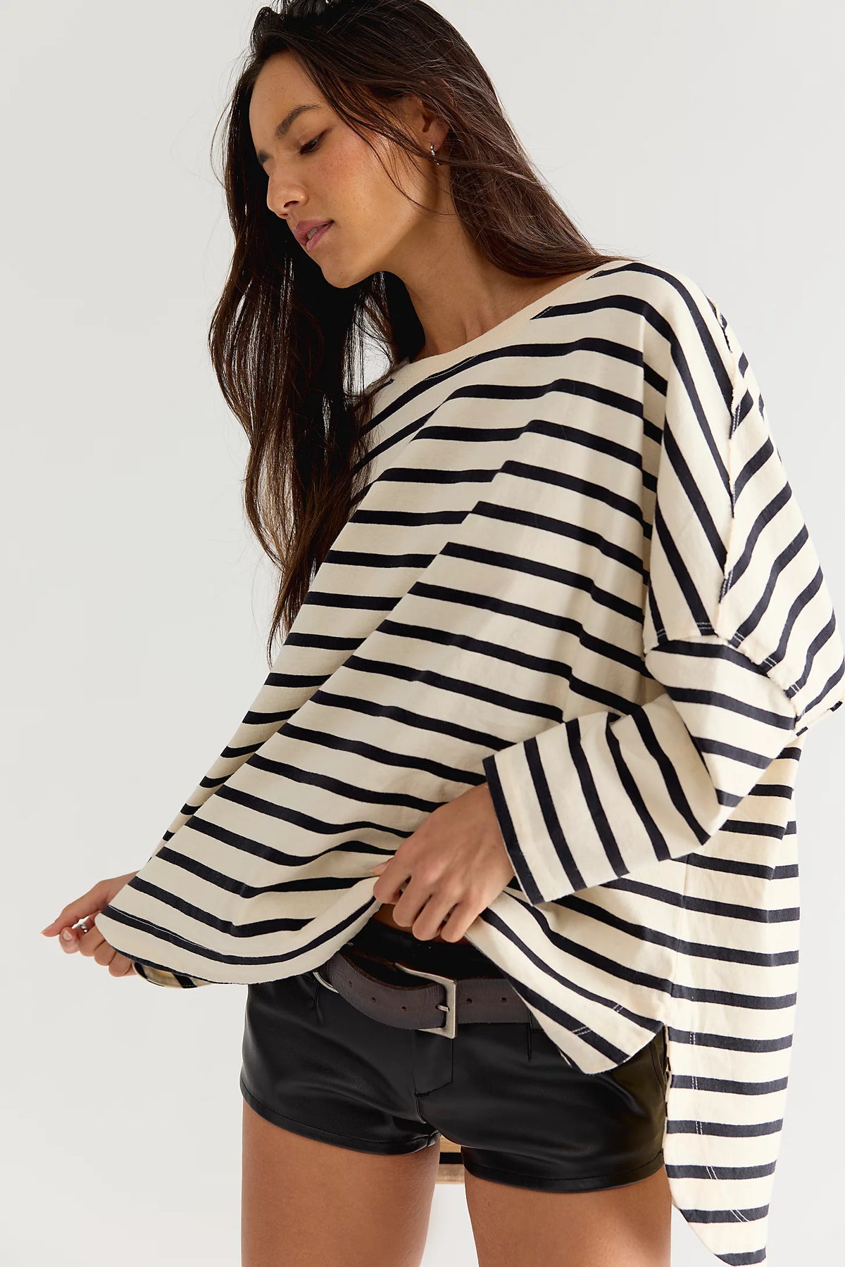 Free People 2 Sense Long Sleeve top in Ivory Combo