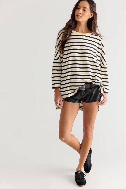Free People 2 Sense Long Sleeve top in Ivory Combo