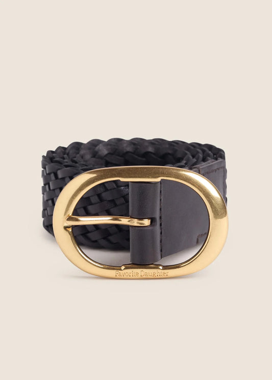 Favorite Daughter Woven Jean Belt in Brown/Antique Brass