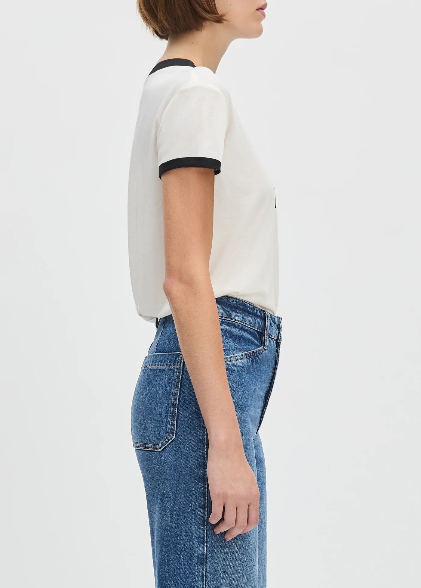 Favorite Daughter Ringer Logo Tee White & Black