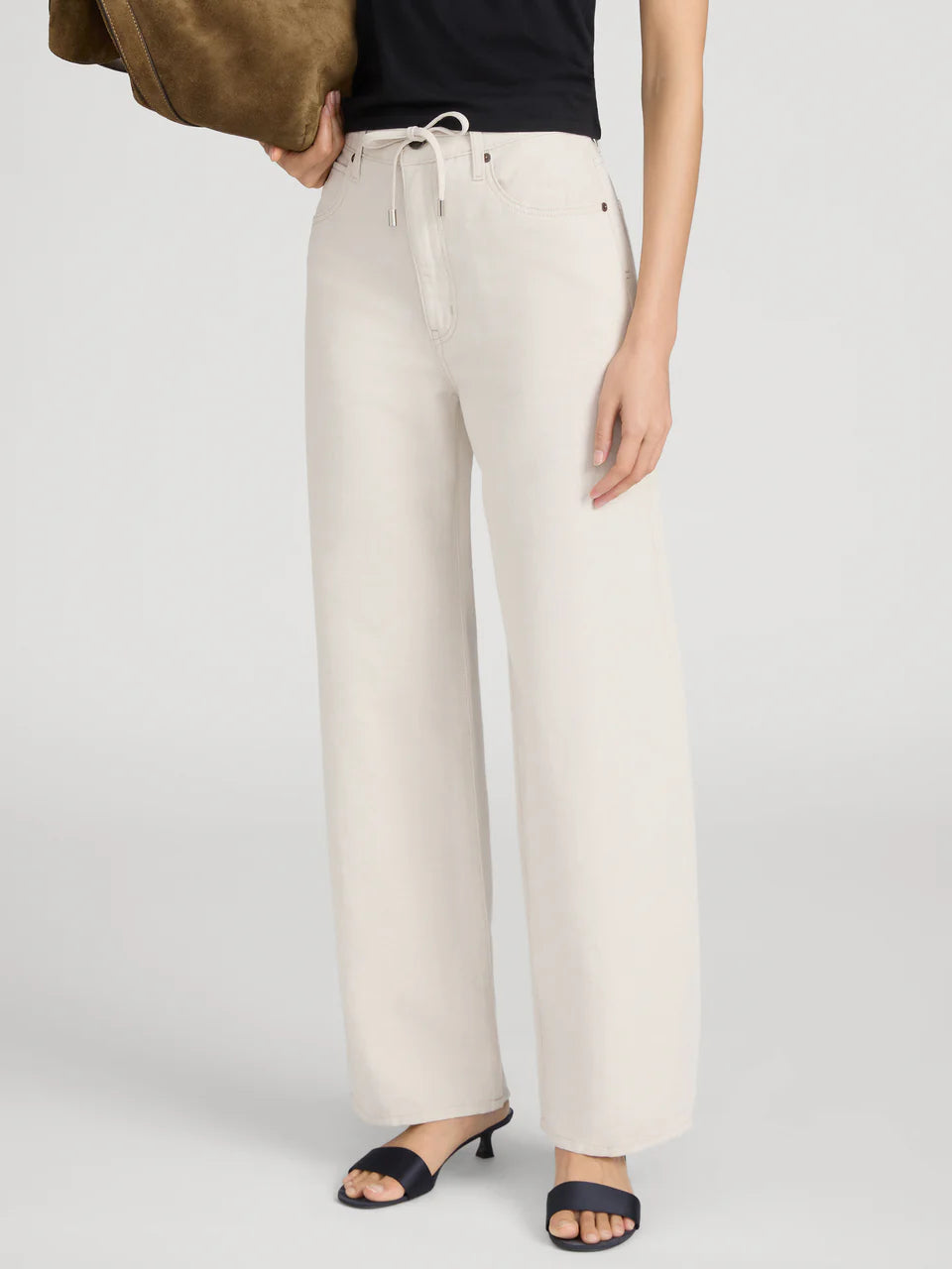 Frame Off Duty Drawstring Bow in Natural Ecru