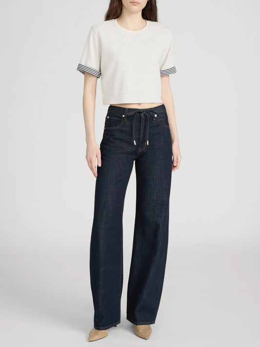 Frame Off Duty Drawstring Bow Jean in Rinse