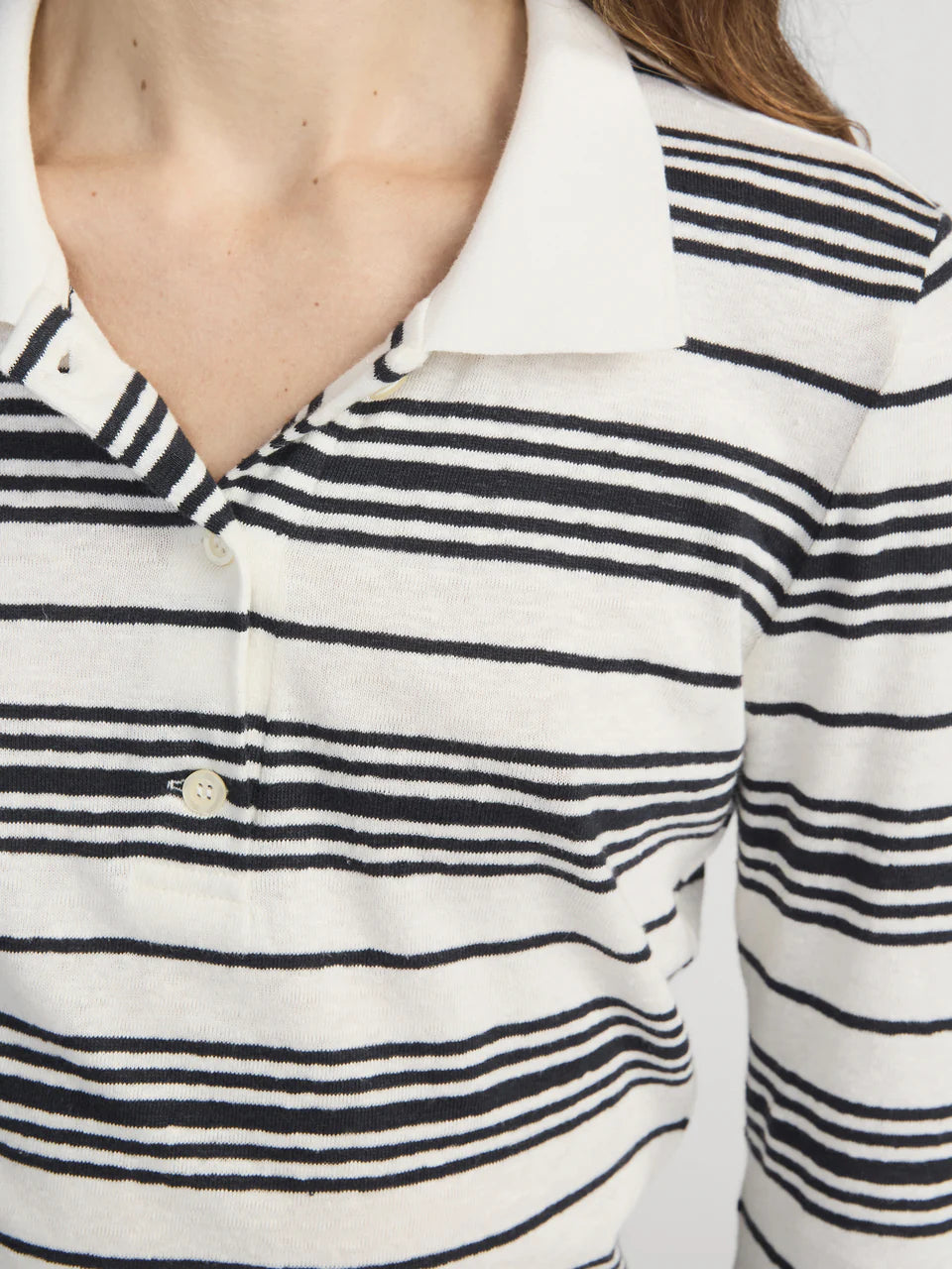 Frame The Striped Polo in Cream Multi
