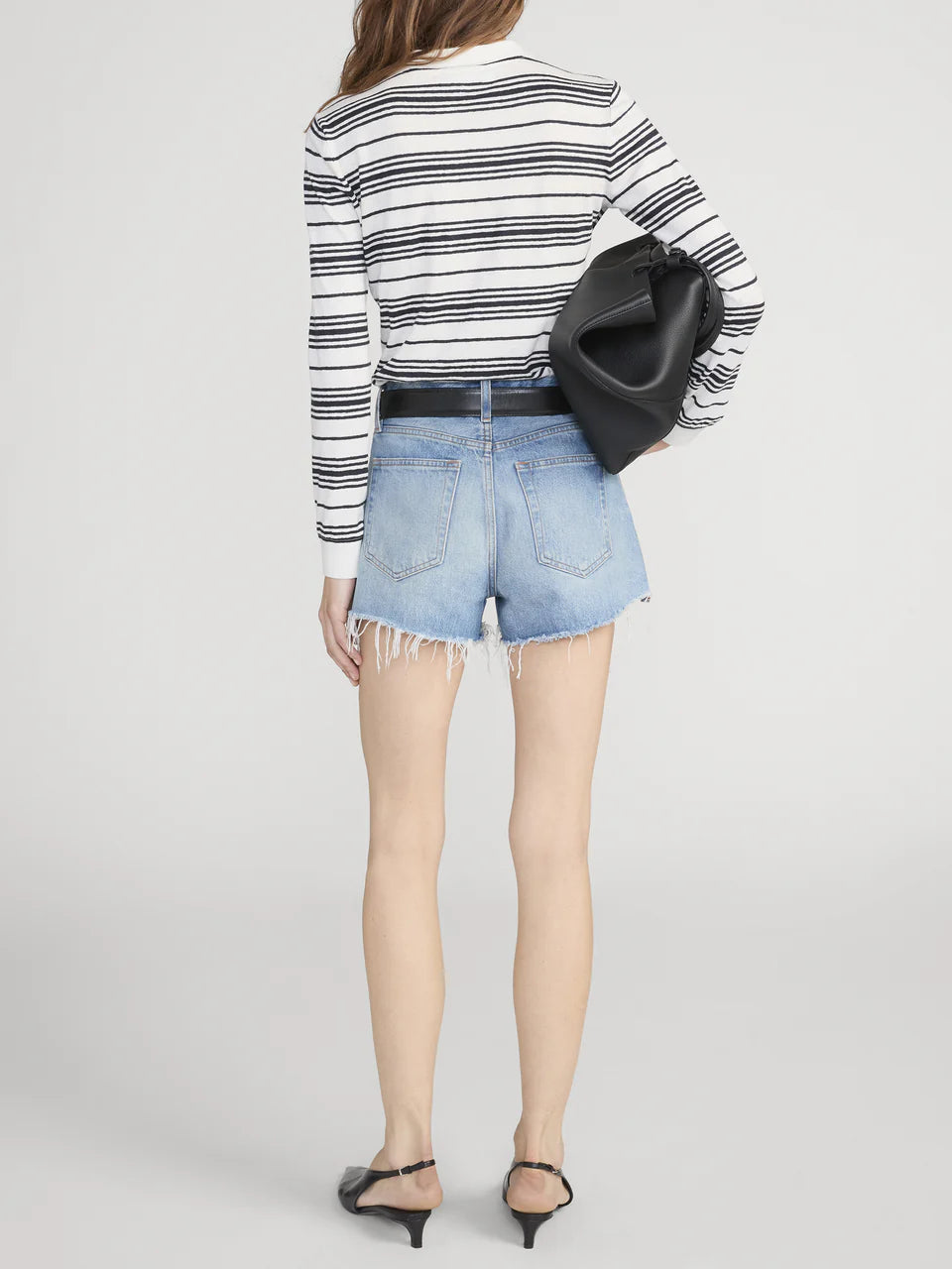 Frame The Striped Polo in Cream Multi