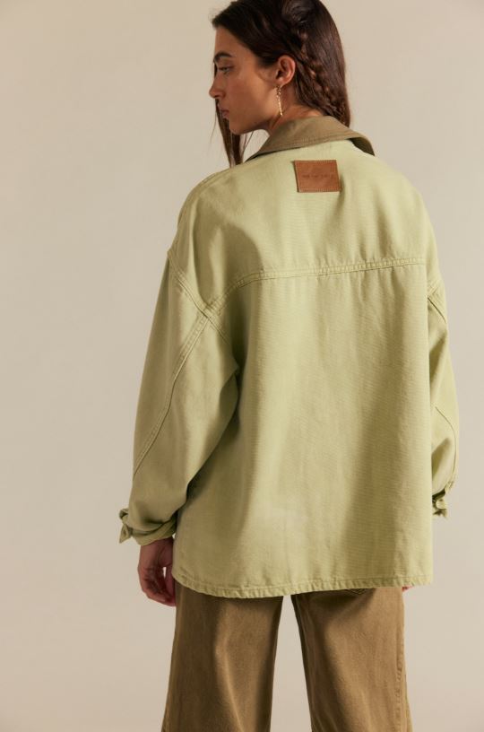 Free People Lemon Denim Jacket in Washed Sage