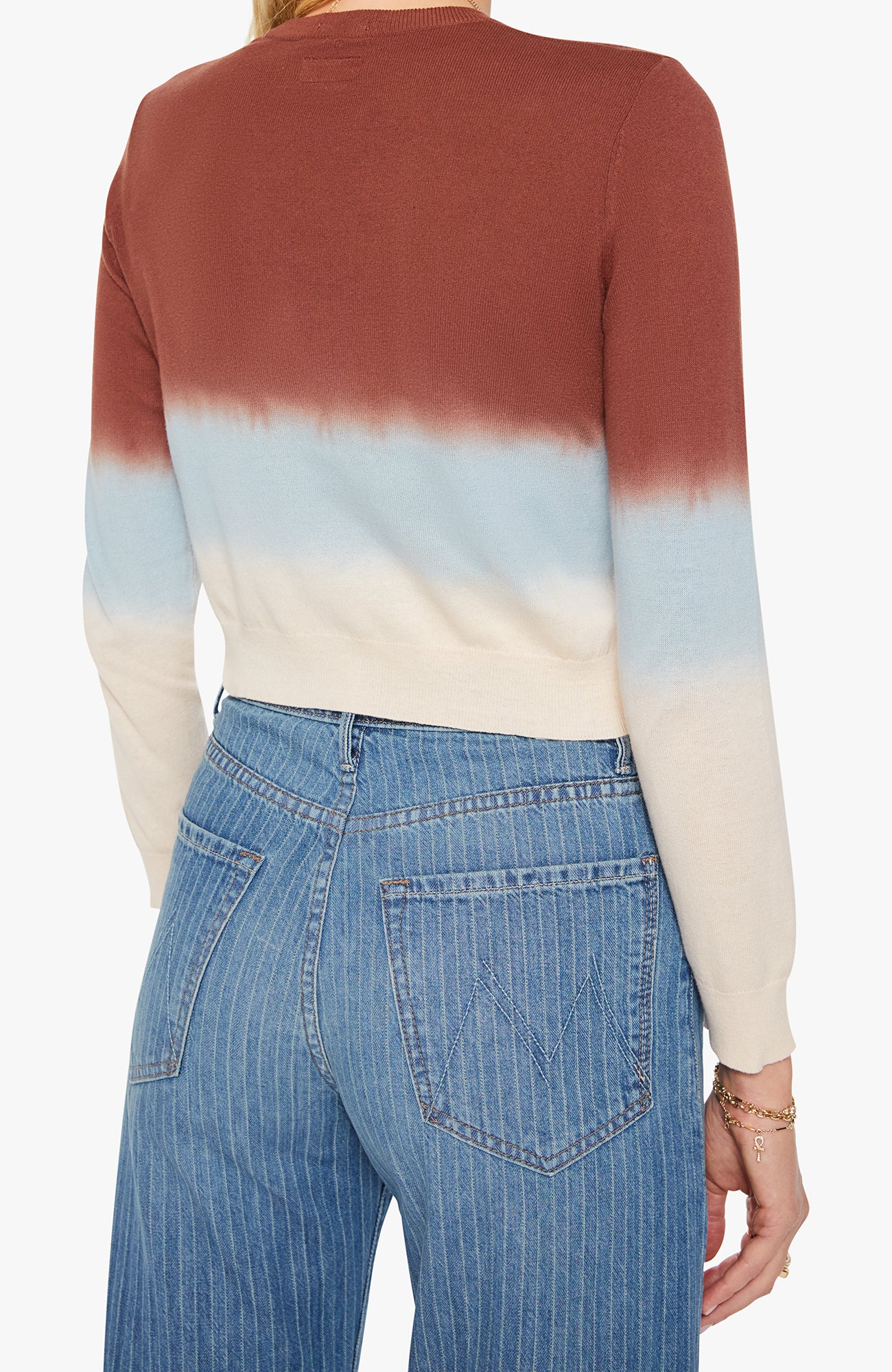 Mother Crew Neck Jumper in Brown Ivory Blue