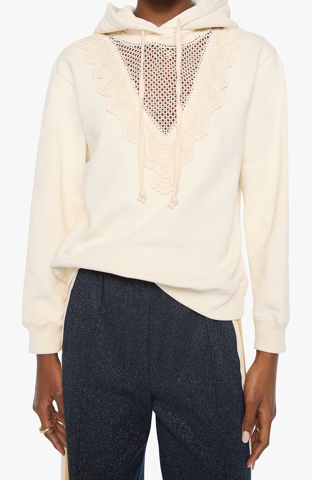 Mother The Accent Square Hoodie in Antique White