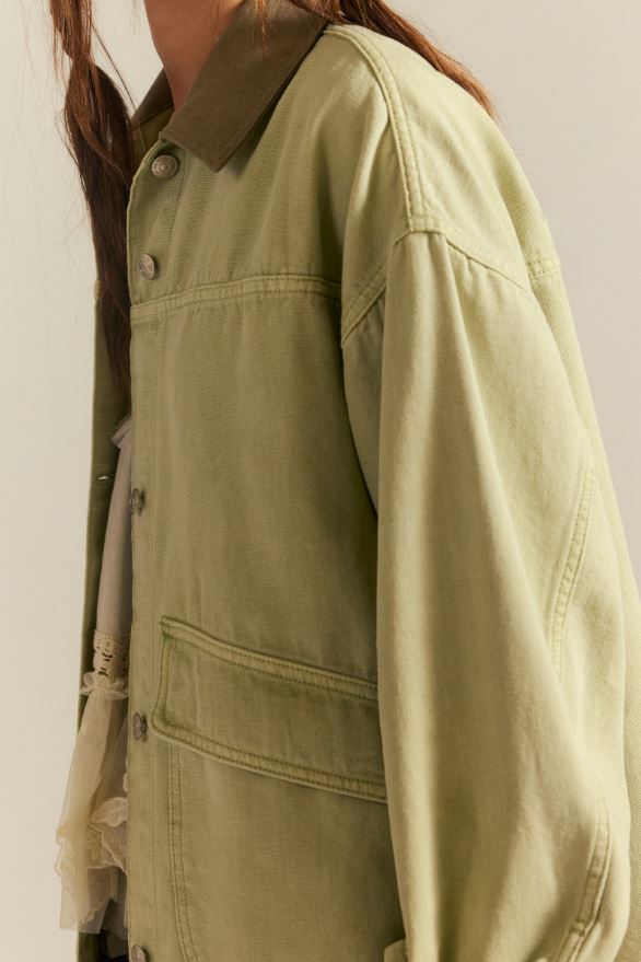Free People Lemon Denim Jacket in Washed Sage