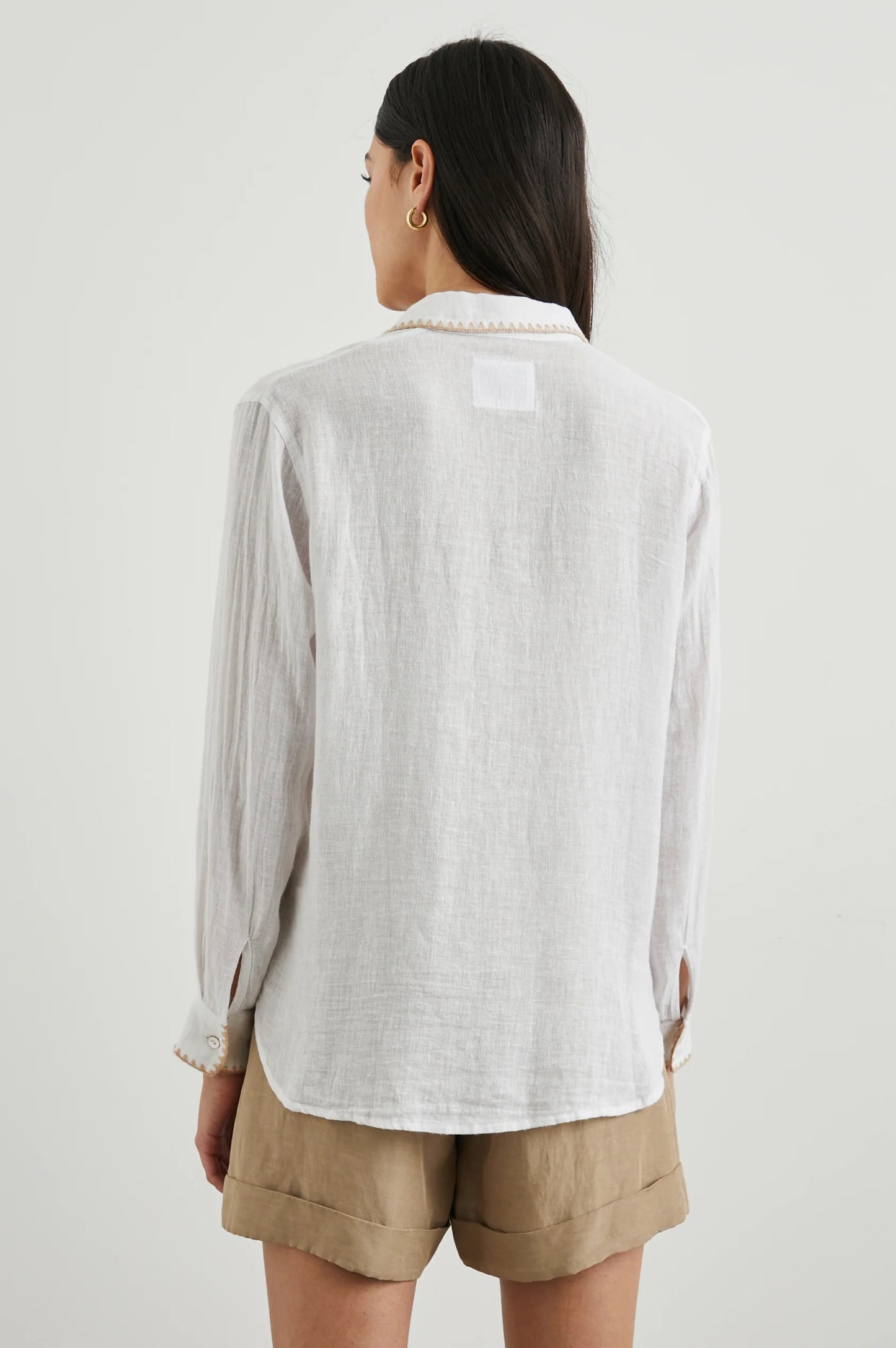 Rails Saya Top in White blanket stitch