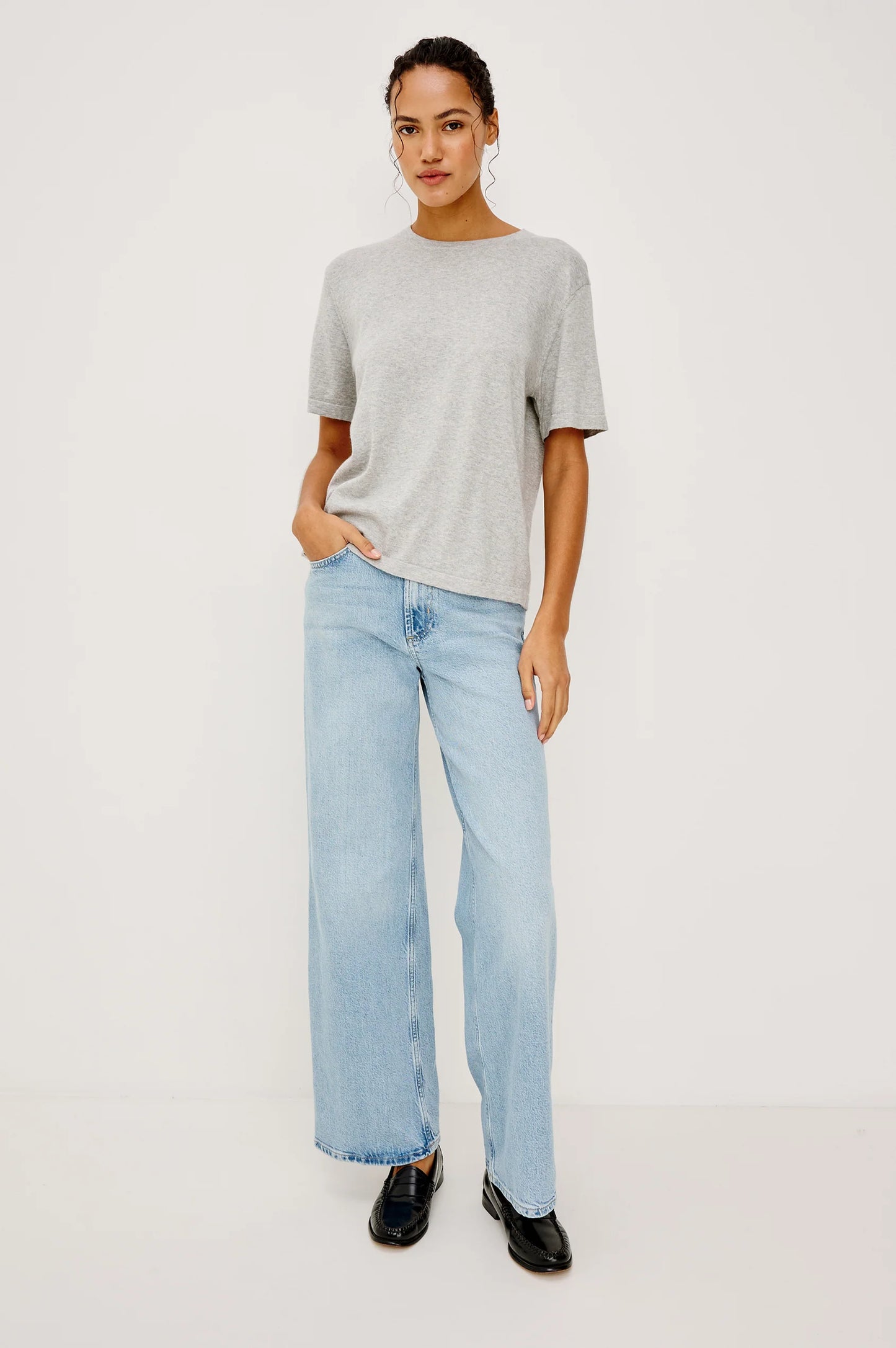 Rails Cotton Cashmere s/s Tee in Heather Grey