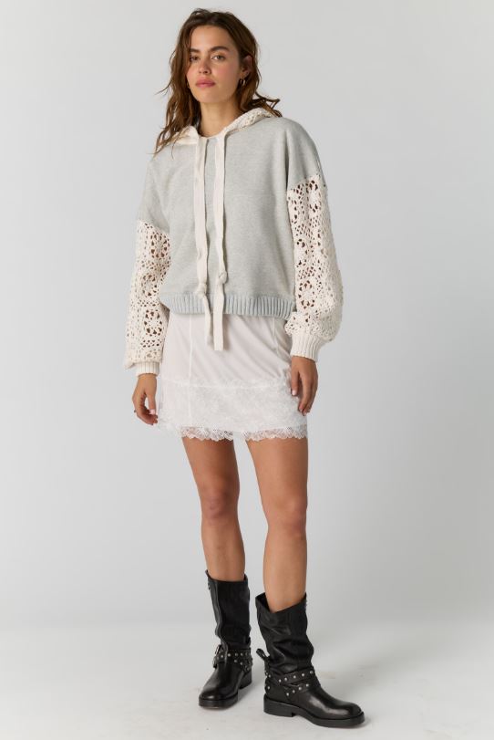 Free People Laced in Hoodie in Heather Grey