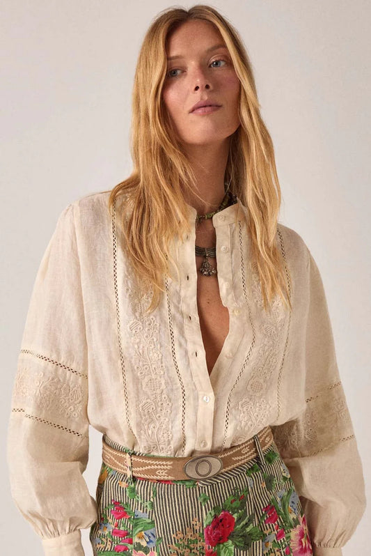 Maison Hotel Linen Solstice Virginia Blouse in Ivory