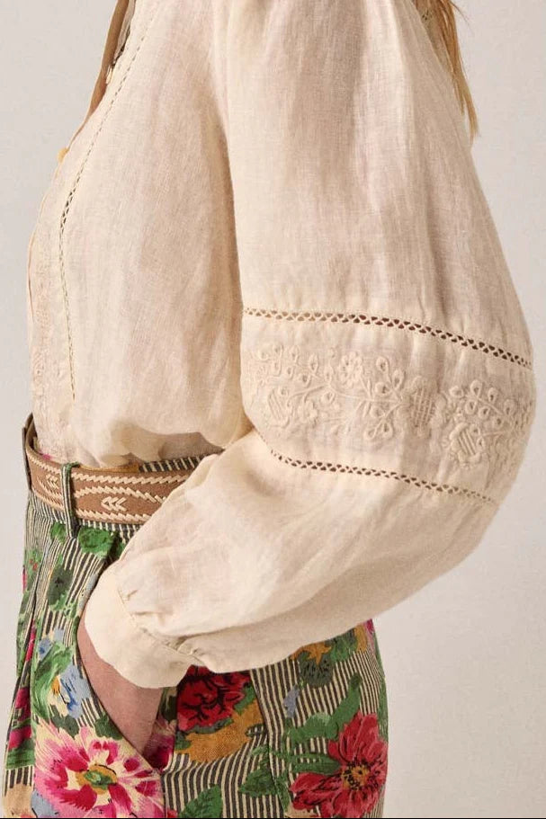 Maison Hotel Linen Solstice Virginia Blouse in Ivory