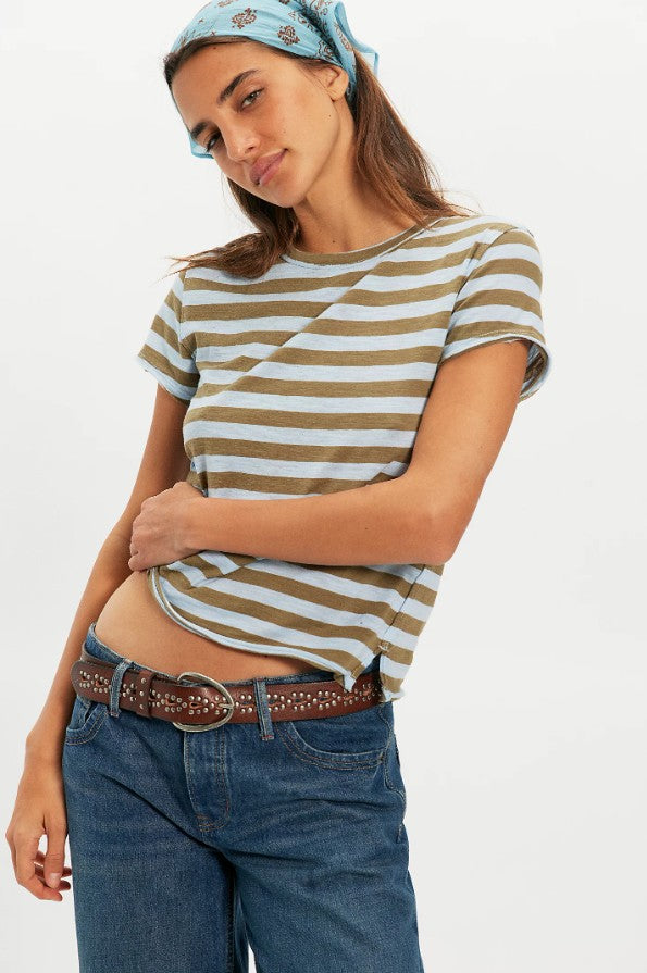 Free People  Nora Tee in Green Combo