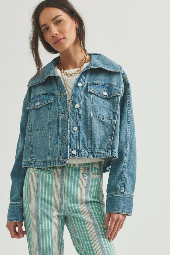 Free People Side To Side Jacket in River Wash