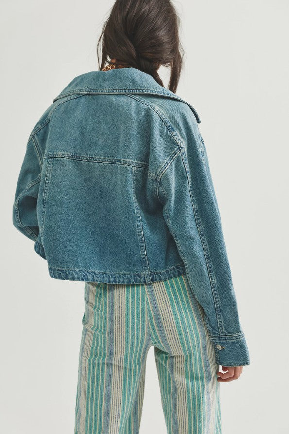 Free People Side To Side Jacket in River Wash