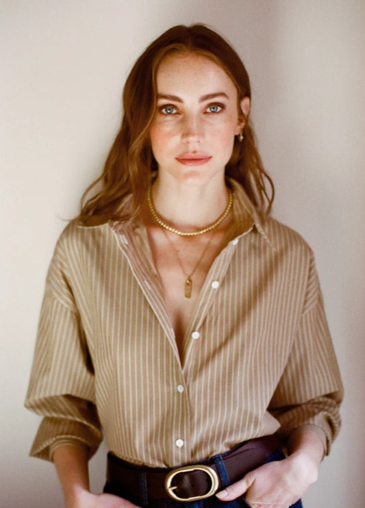 Favorite Daughter Ex Boyfriend Shirt in Oatmeal Stripe