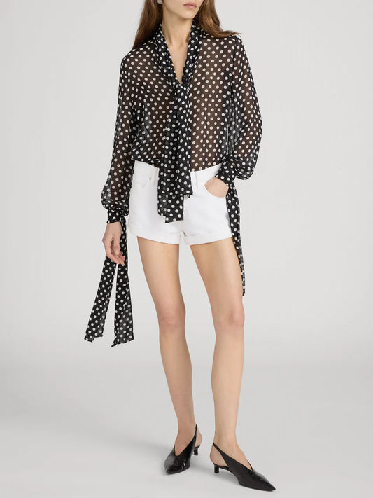 Frame  Nouvelle Polka Dot Blouse in Black Multi
