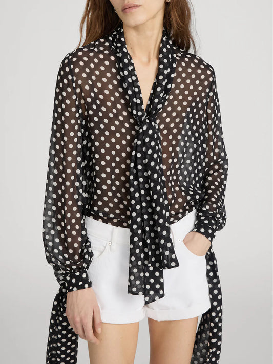 Frame  Nouvelle Polka Dot Blouse in Black Multi