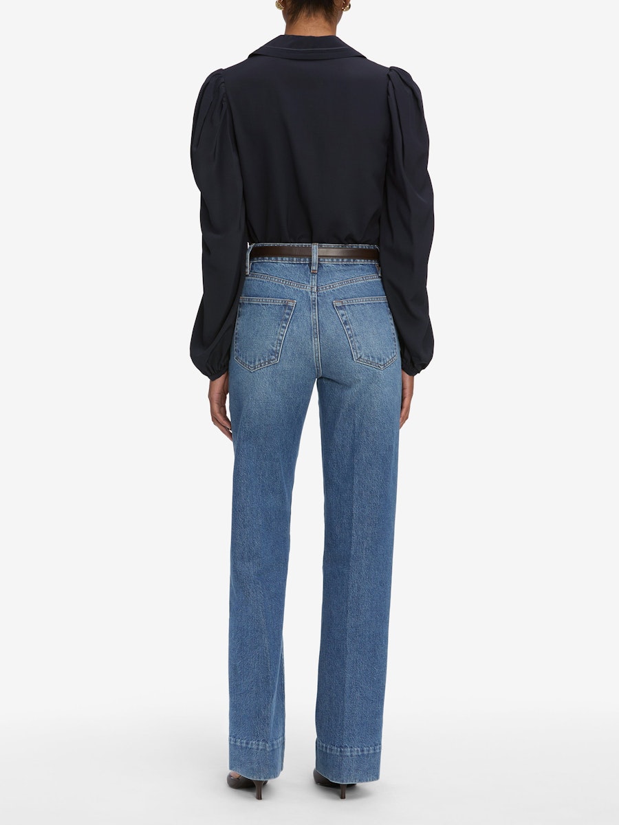 Frame Long Sleeve Sailor Blouse Navy