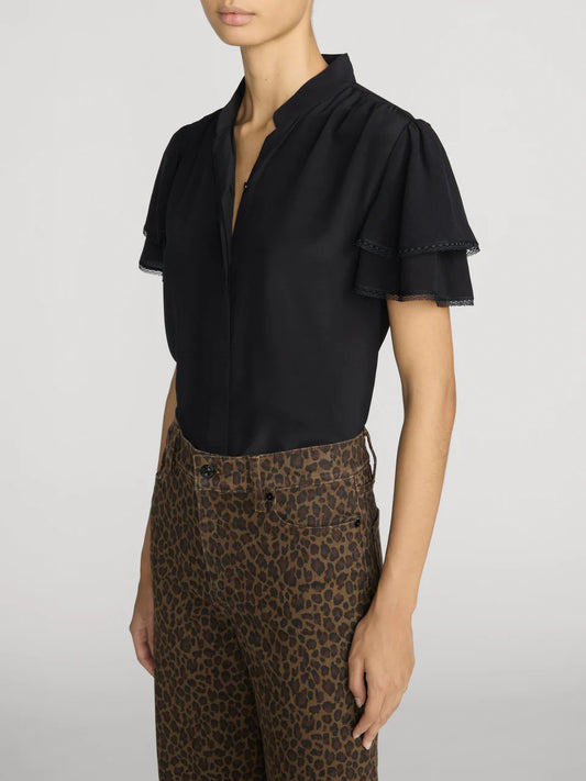Frame The Silk Arcadia Top in Black