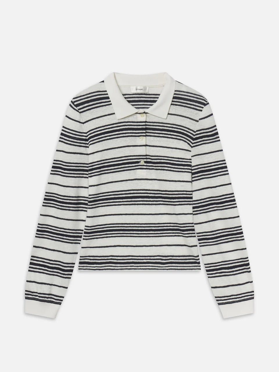 Frame The Striped Polo in Cream Multi
