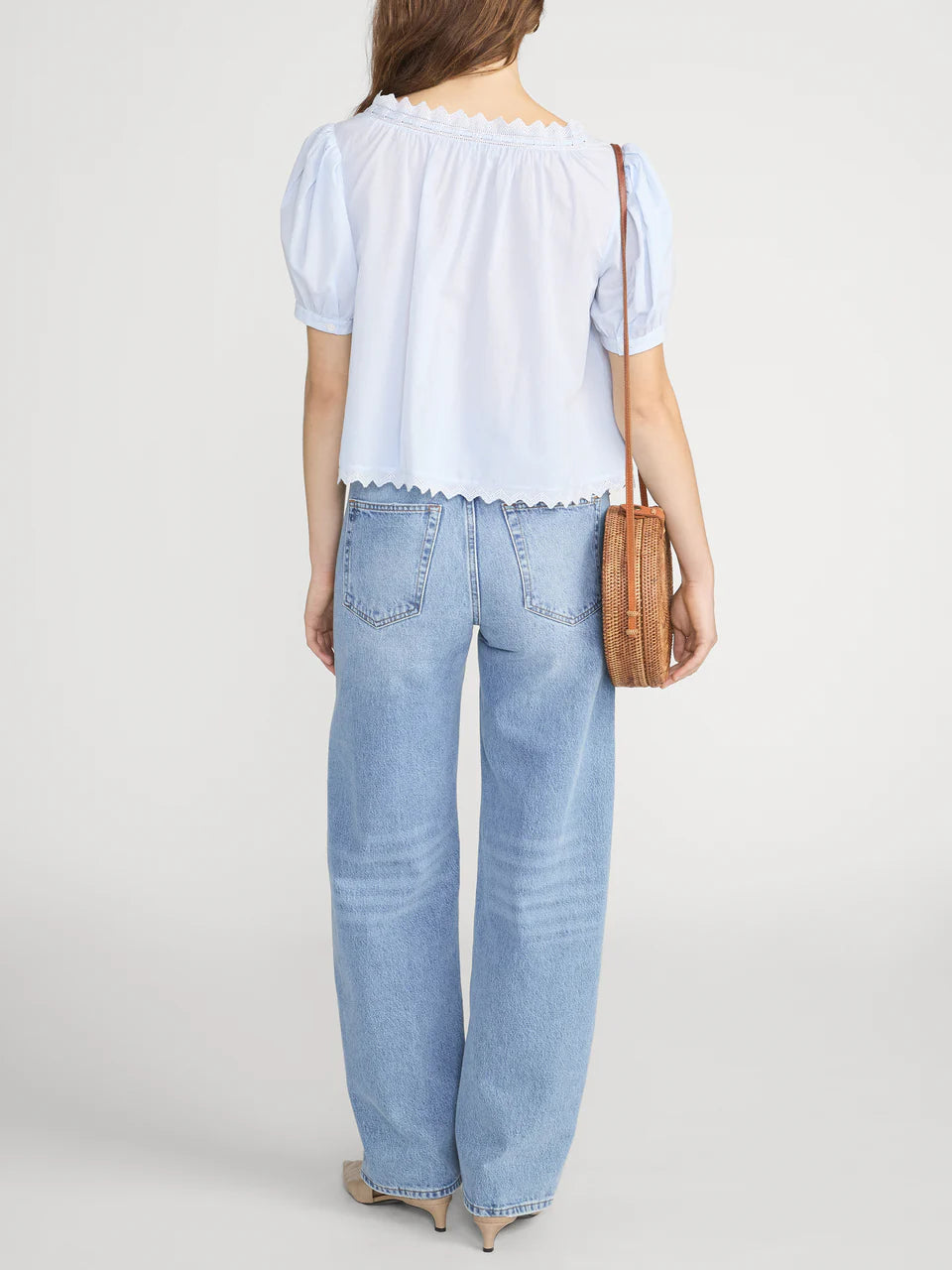 Frame The Serene Top in Powder Blue Multi