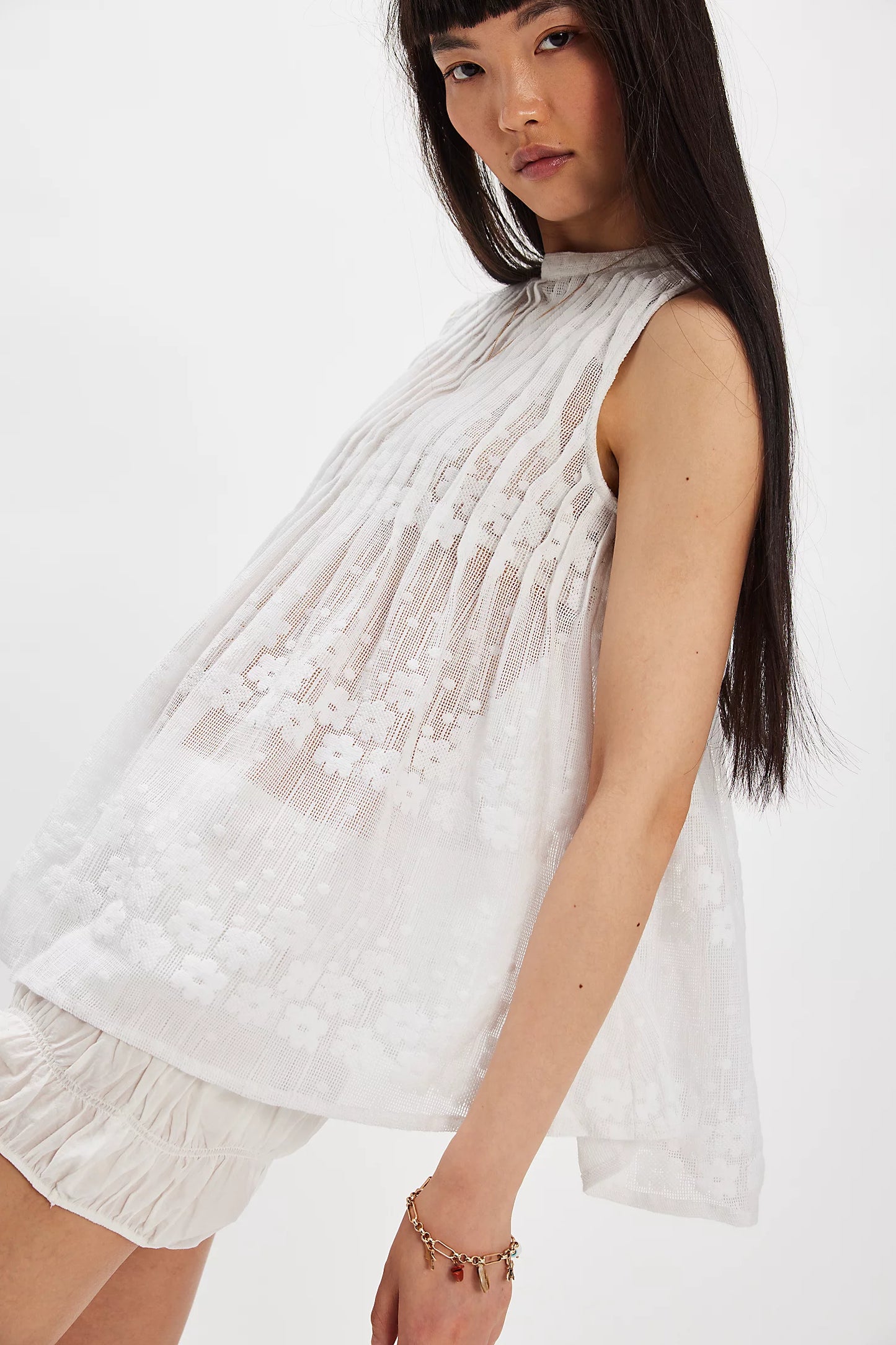 Free People Moon Magic Mesh Tunic in Clean Ivory