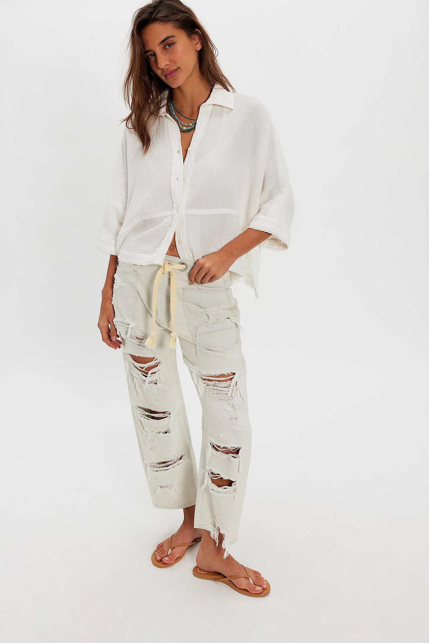 Free People Happy Days Top in Clean Ivory
