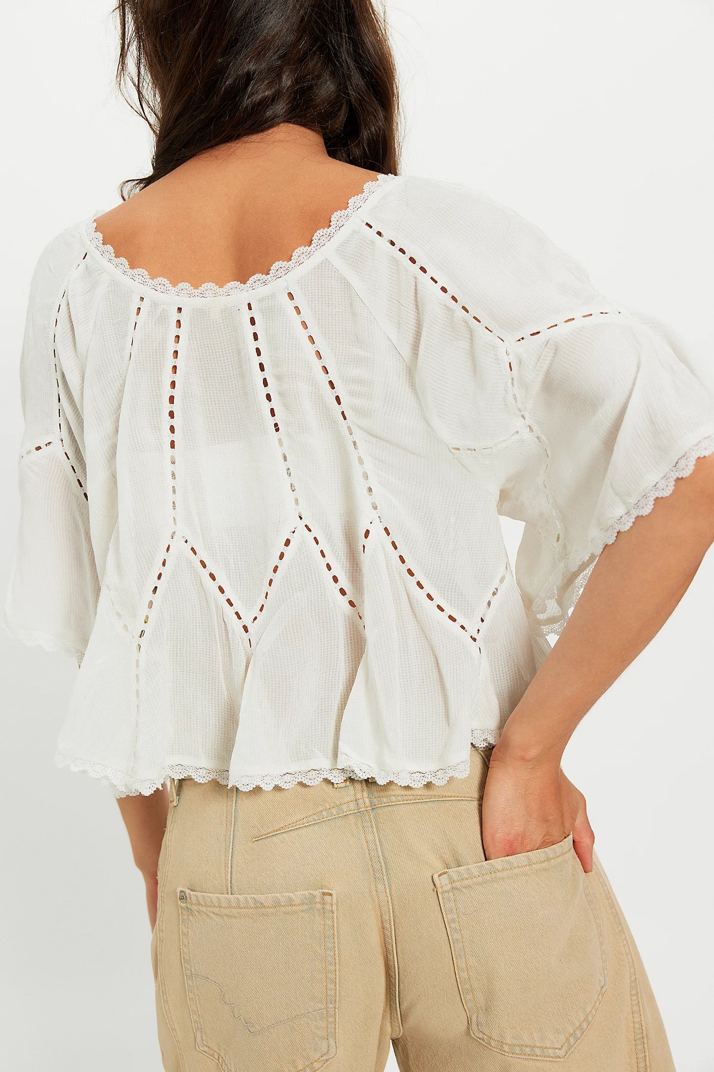 Free People Michelle Blouse in Clean Ivory