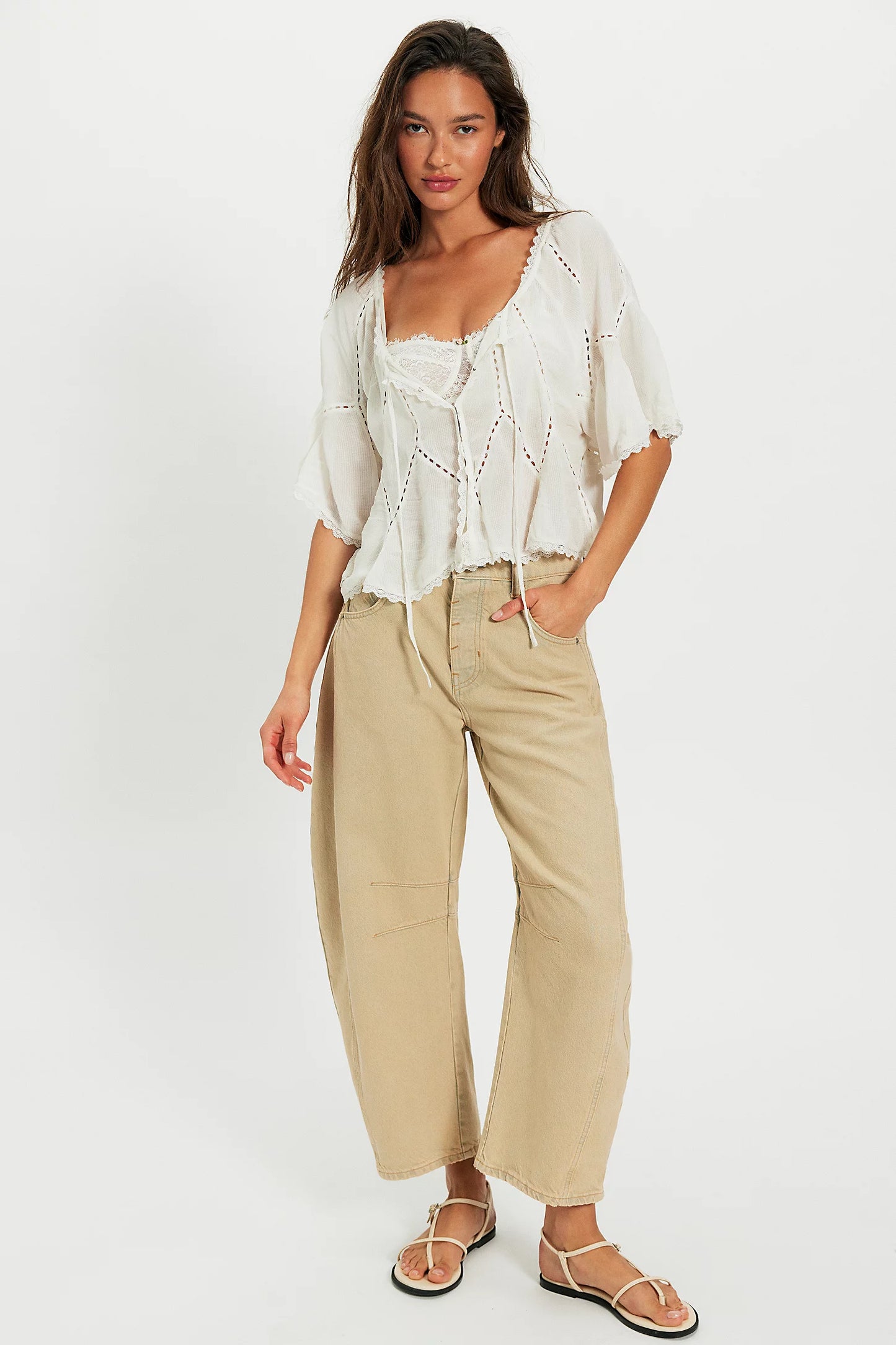 Free People Michelle Blouse in Clean Ivory