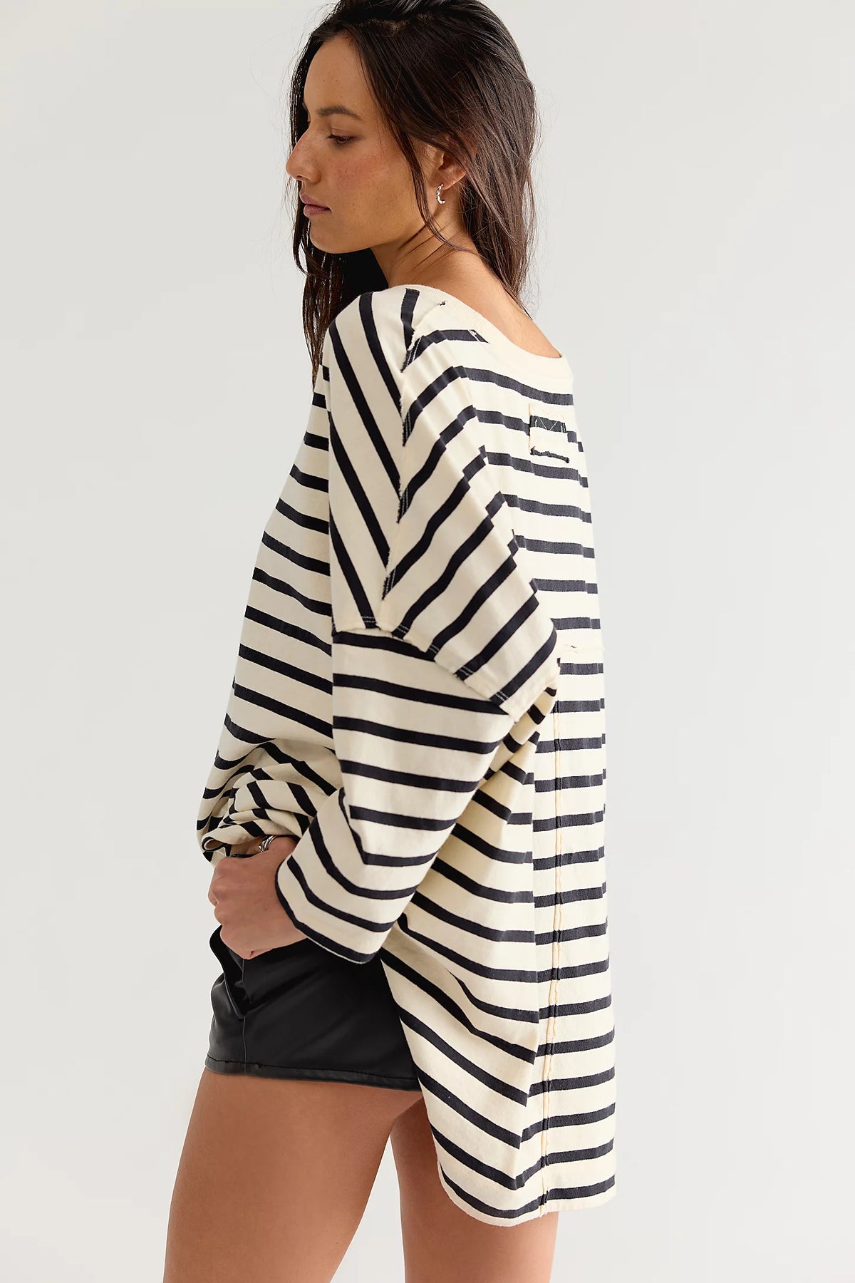 Free People  2 Sense Long Sleeve top in Ivory Combo