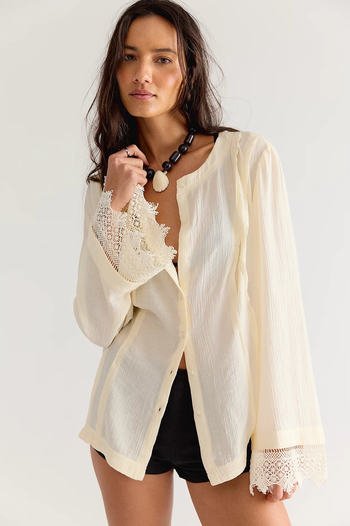 Free People Donni Blouse in Tofu