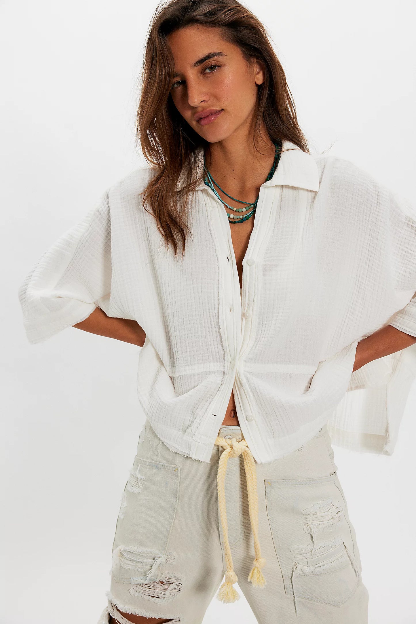 Free People Happy Days Top in Clean Ivory