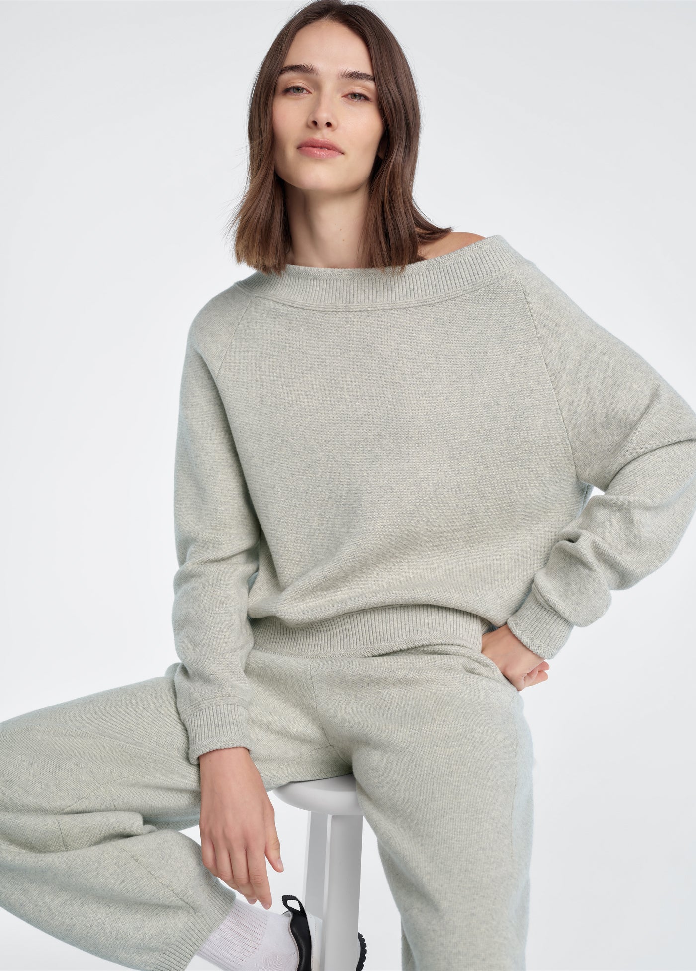 Favorite Daughter Fatigue Sisters Off Shoulder Top in Heather Grey