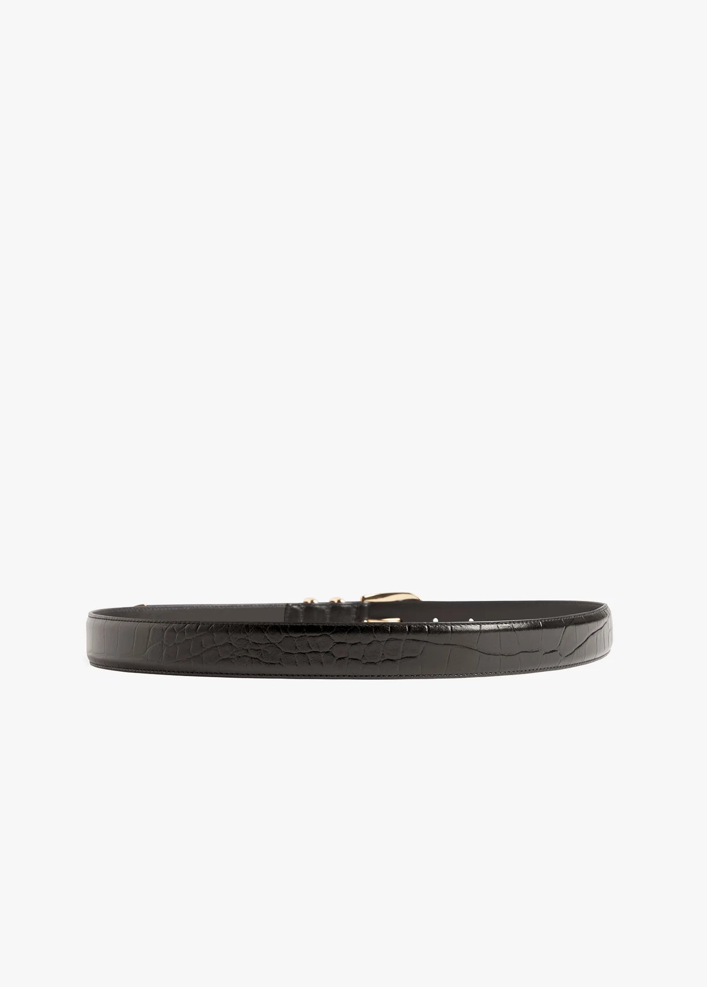 Favorite Daughter The Jordan Croc Embossed Belt in Dark Brown Gold