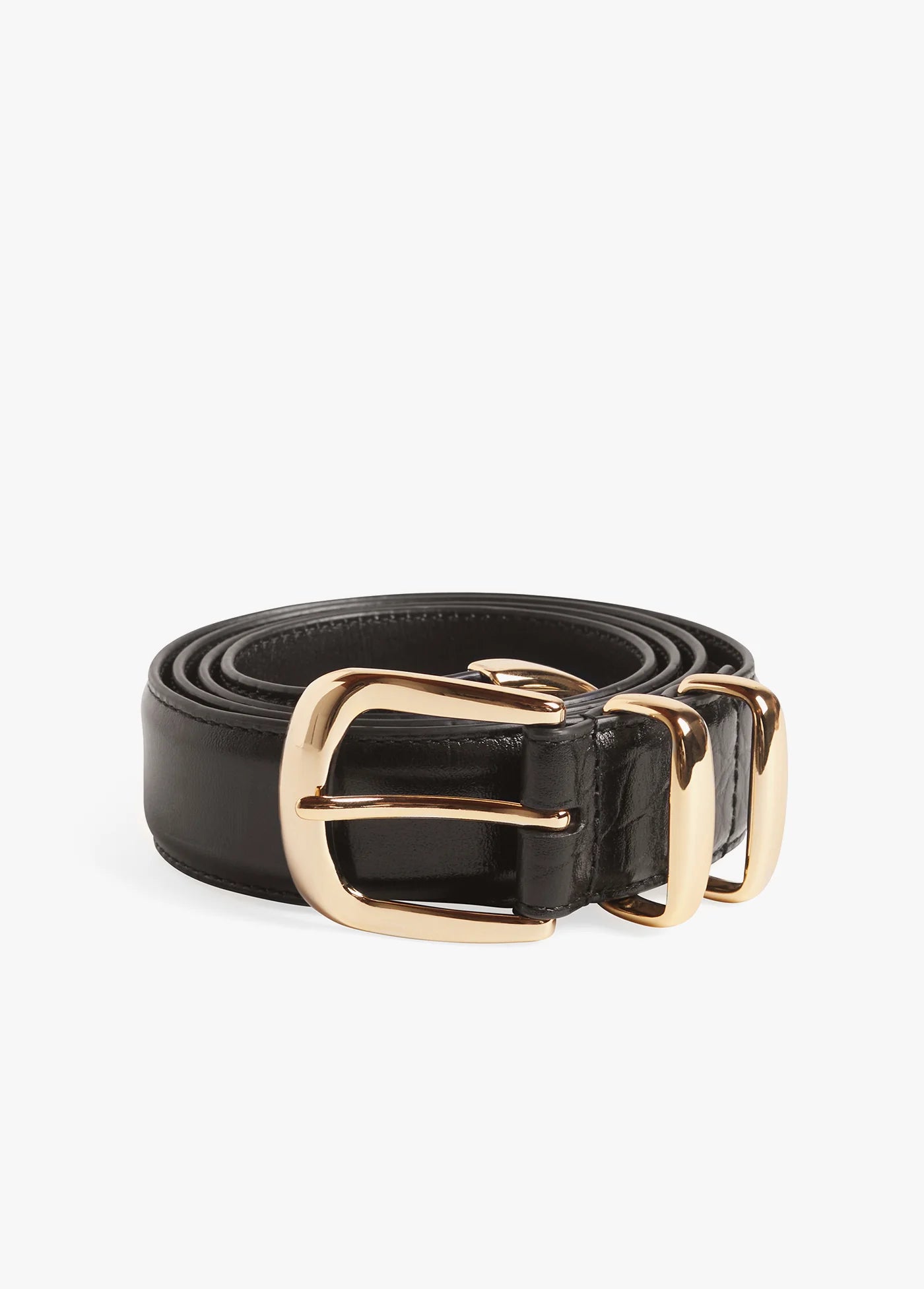 Favorite Daughter The Jordan Croc Embossed Belt in Dark Brown Gold