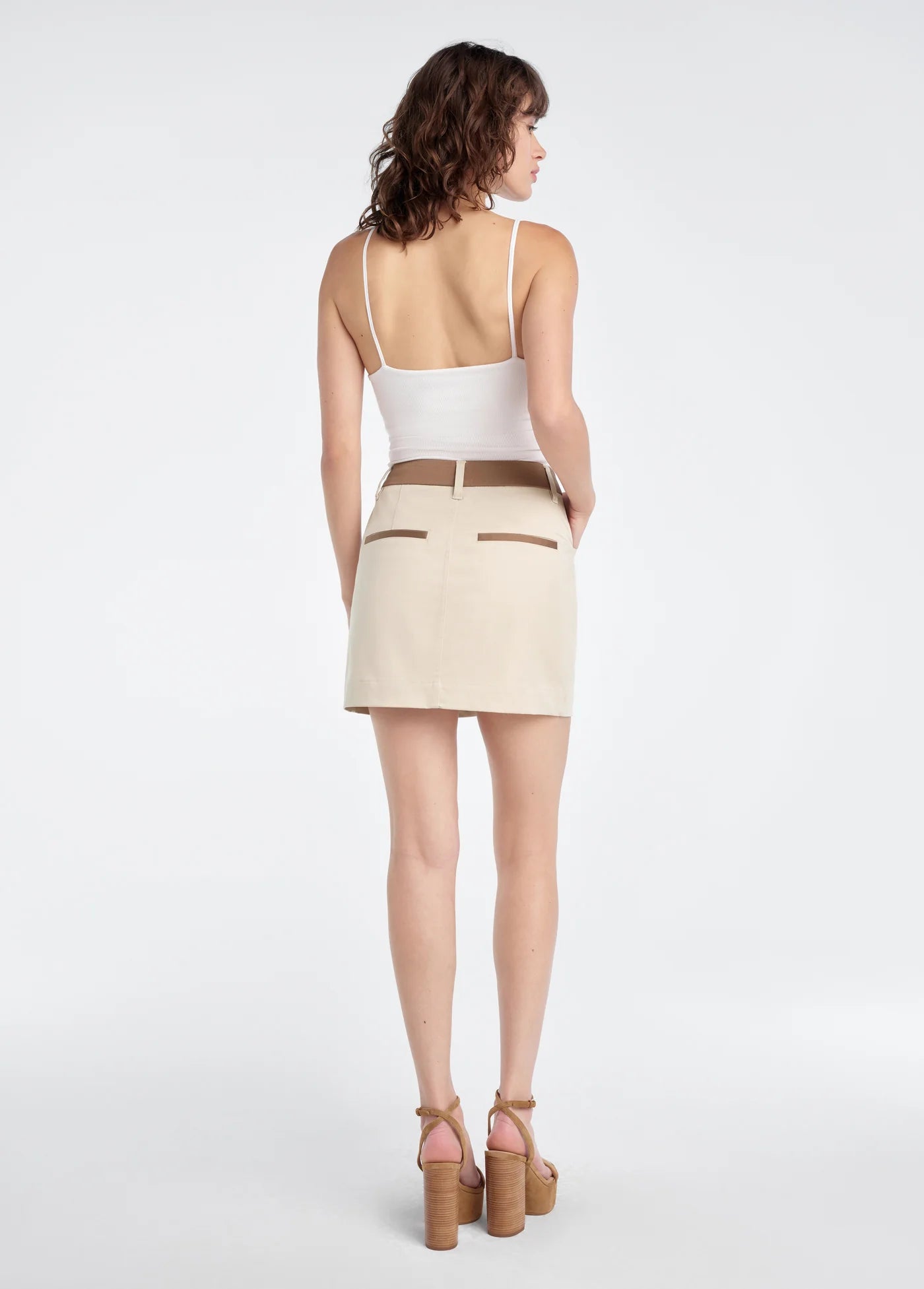Favorite Daughter The Monica Skirt in Beige Khaki